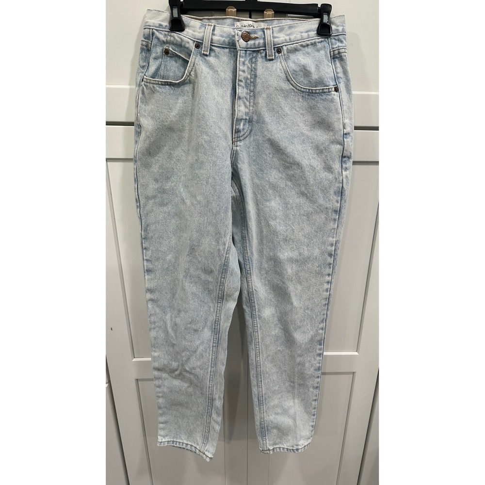 Vintage Calvin Klein Jeans Womens 12 Light Wash High Rise Mom Jeans Made in USA